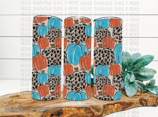 Pumpkin Multi with Leopard Retro Tumbler