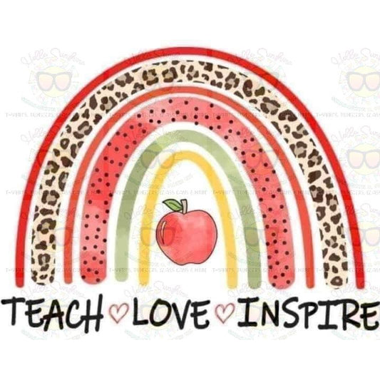 Teach, Love, Inspire Leopard/Red Rainbow with apple