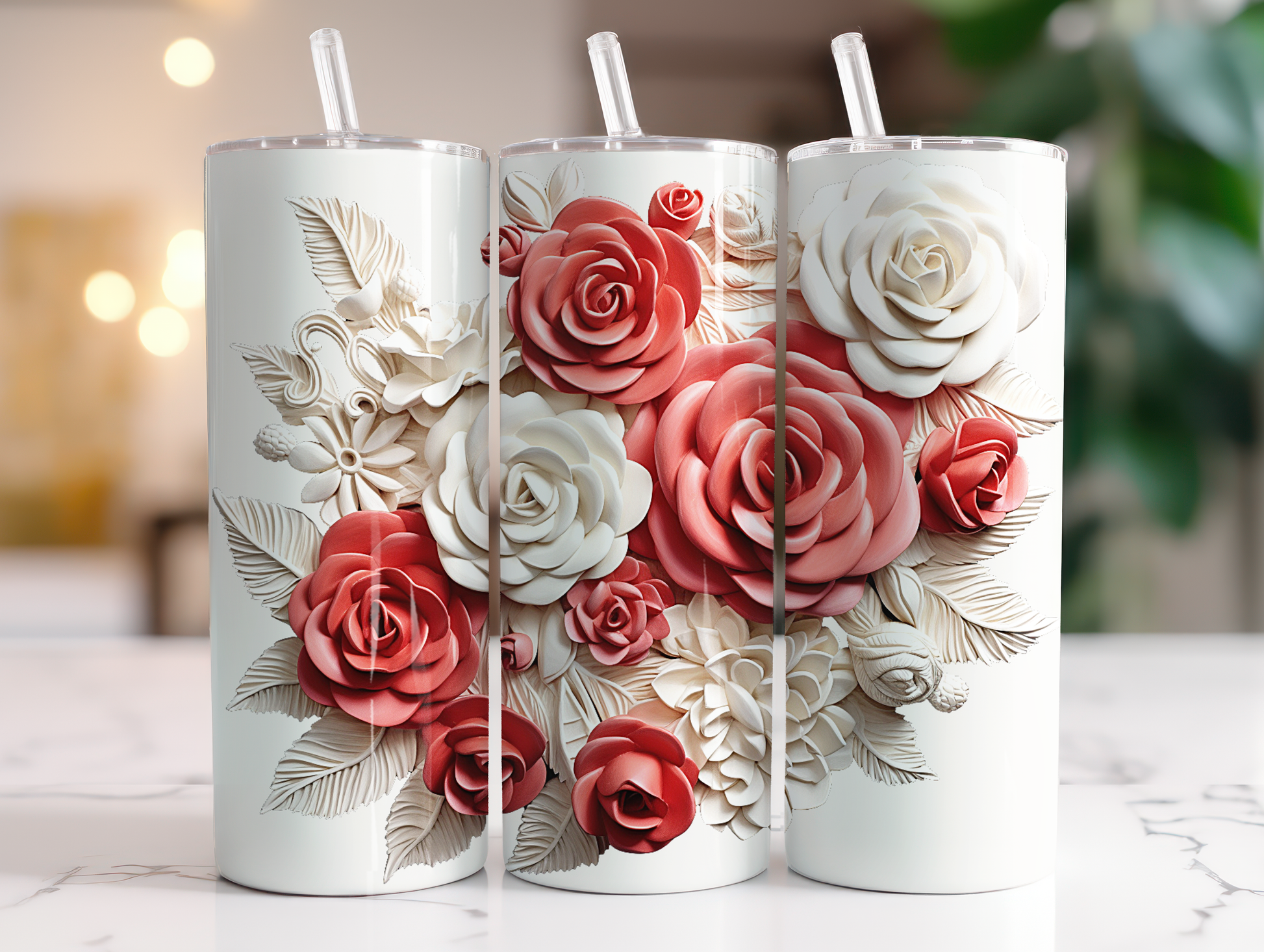 3D Roses Tumbler