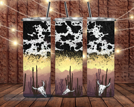 Cowhide Desert Cowskull Tumbler