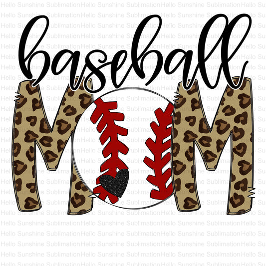 Baseball Mom Leopard Heart-SS