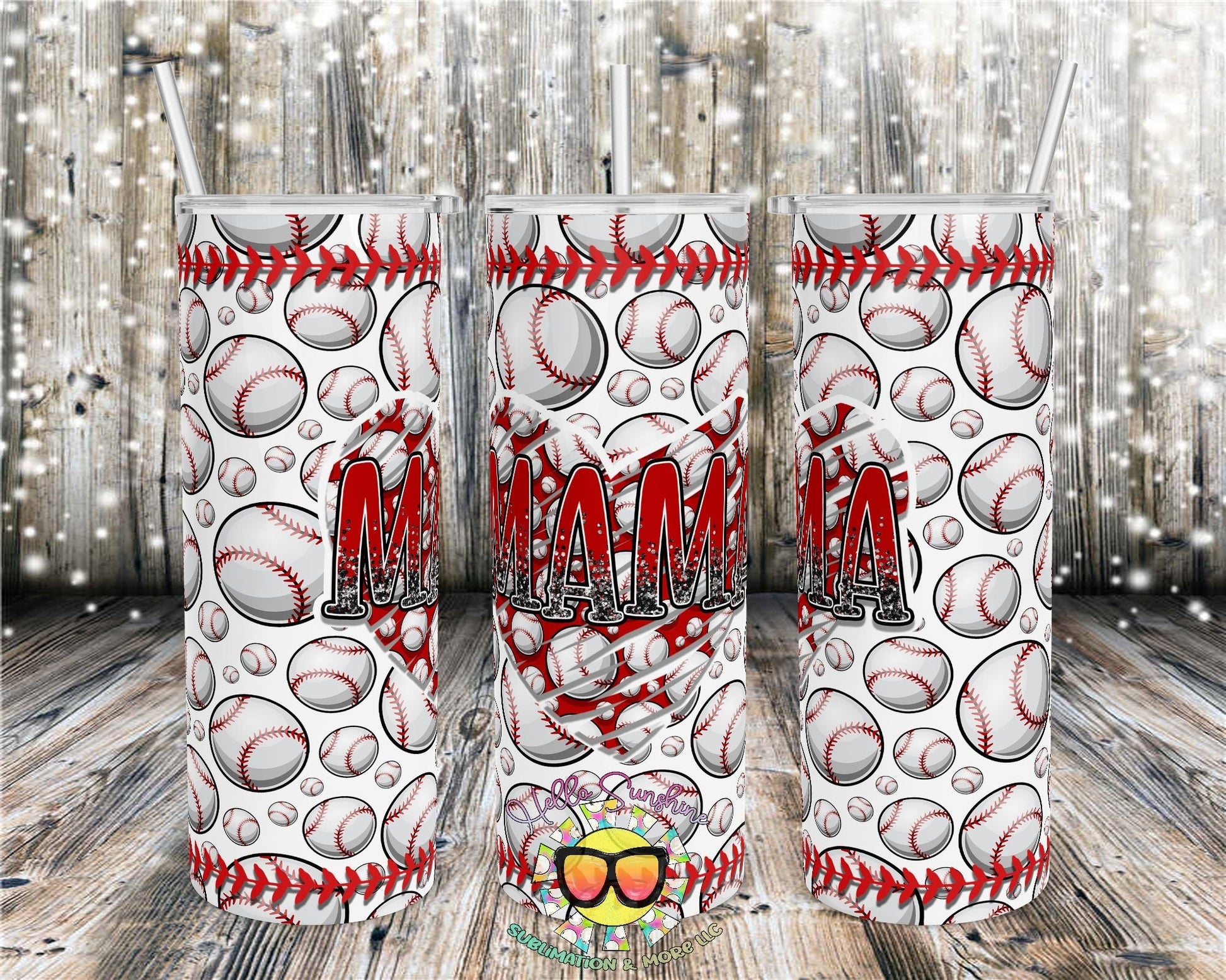 Baseball Mama Heart Tumbler