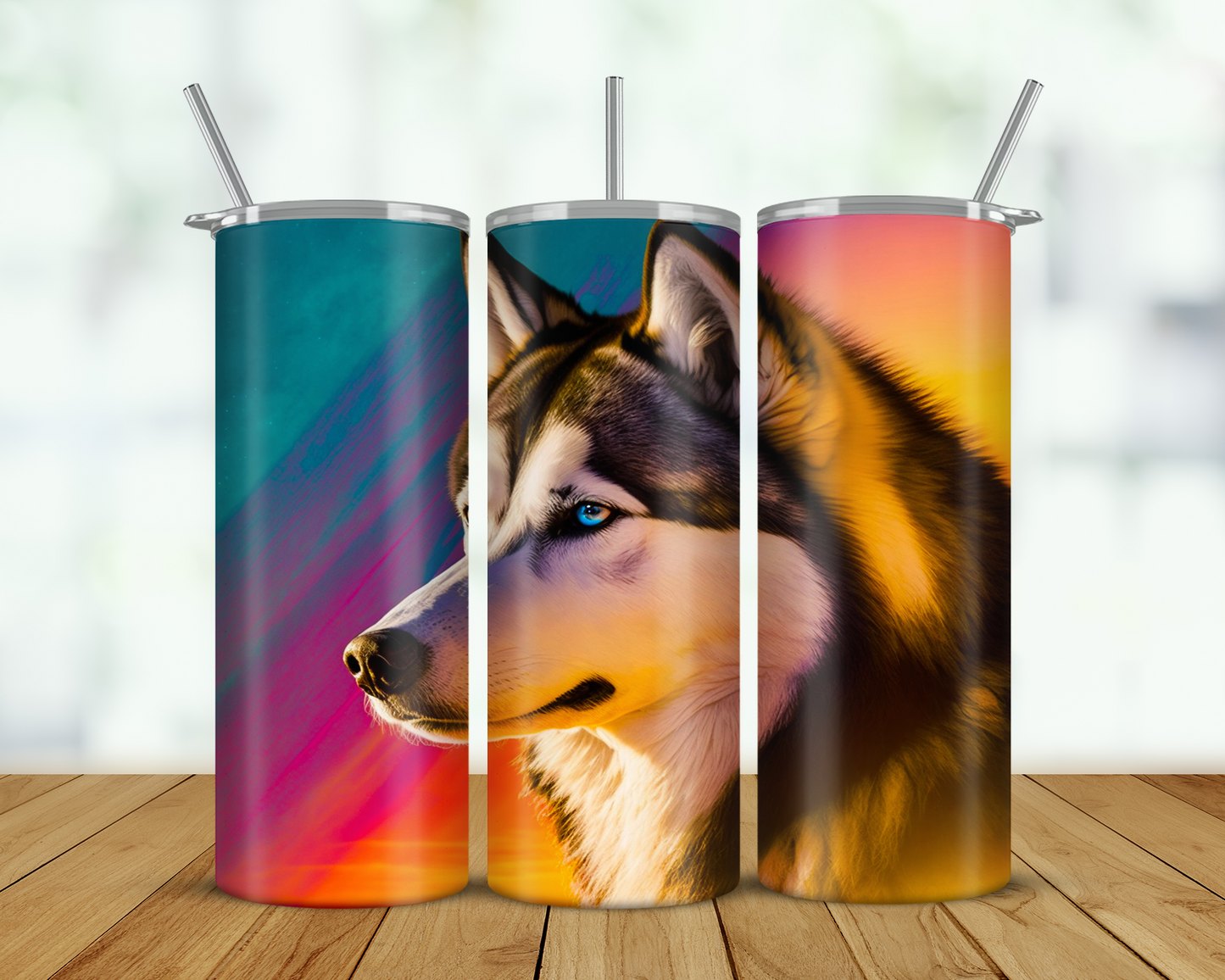 Colorful Husky Tumbler