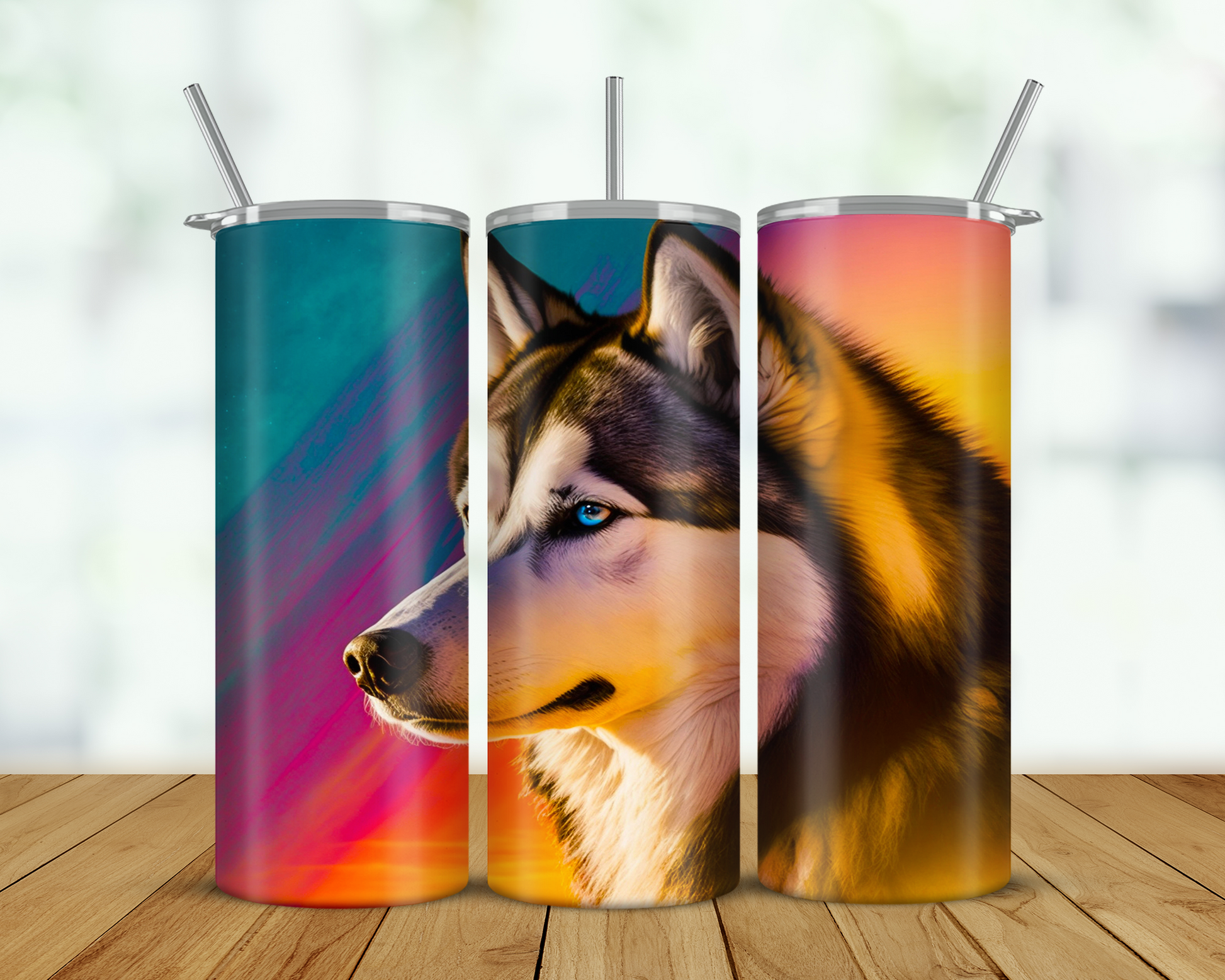 Colorful Husky Tumbler