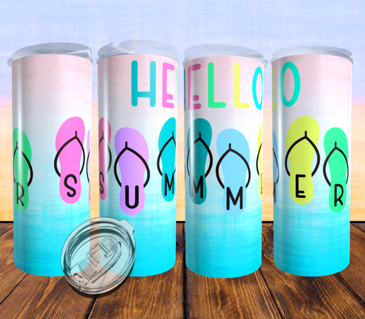 Hello Summer Flip Flops Tumbler