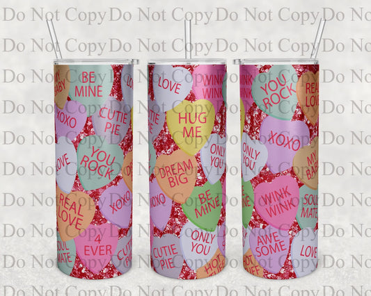 Cute Candy Hearts Tumbler Print
