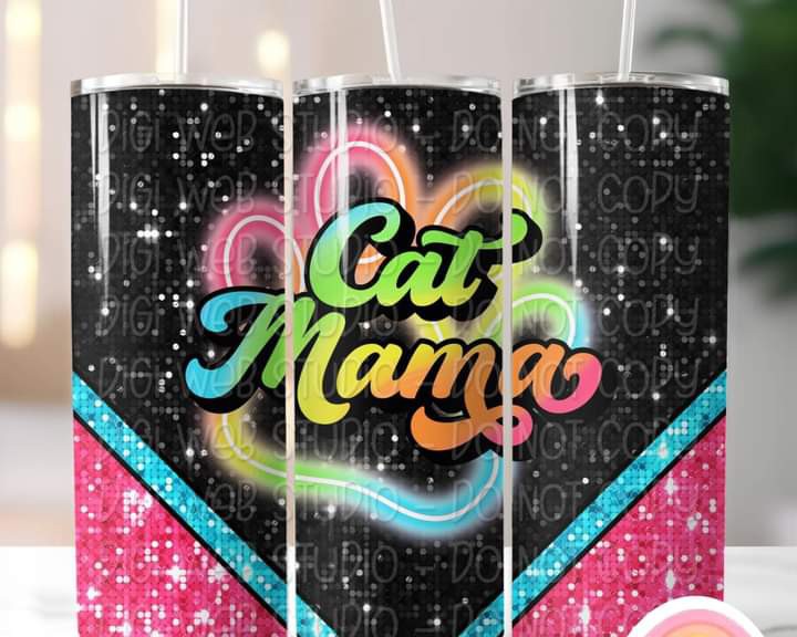 Cat Mama Tumbler Neon