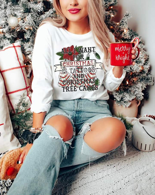 Tattoos and Christmas Cakes Tee or Crew