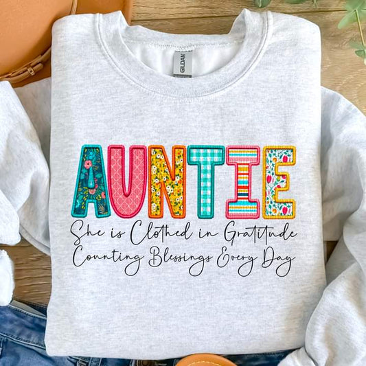 Auntie Clothed in Gratitude Tee or crew-retail