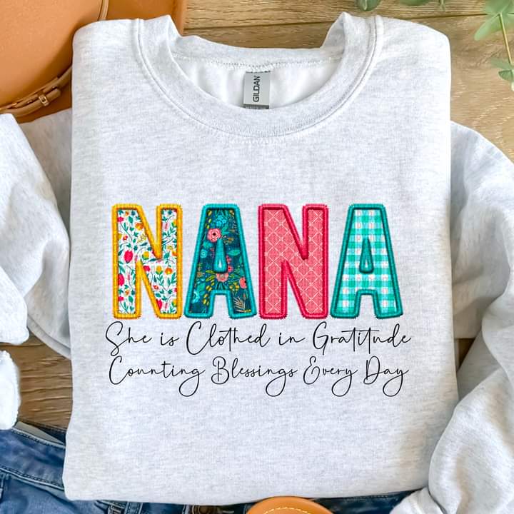 Nana Clothed in Gratitude Tee or crew-retail