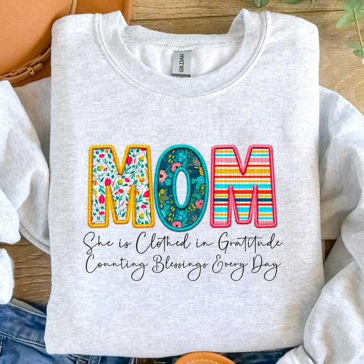 Mom Clothed in Gratitude Tee or crew-retail