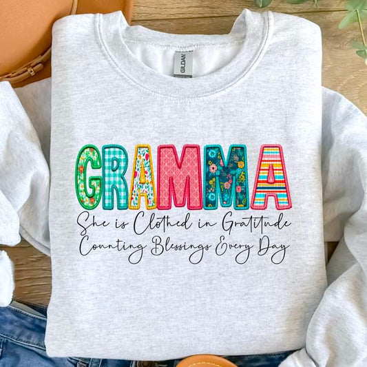 Gramma Clothed in Gratitude Tee or crew-retail