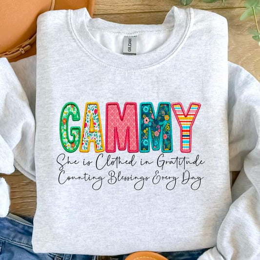 Gammy Clothed in Gratitude Tee or crew-retail