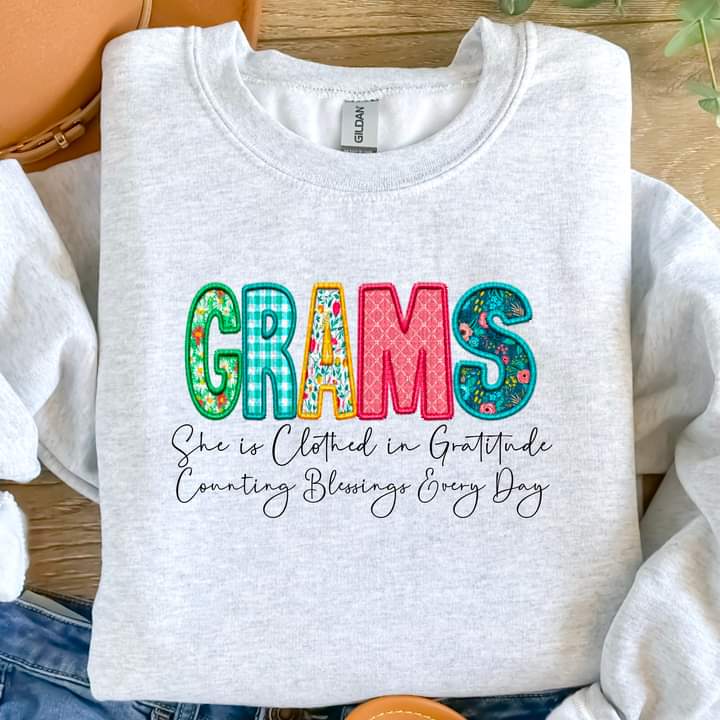 Grams Clothed in Gratitude Tee or crew-retail