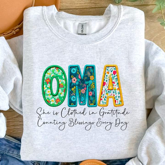 Oma Clothed in Gratitude Tee or crew-retail