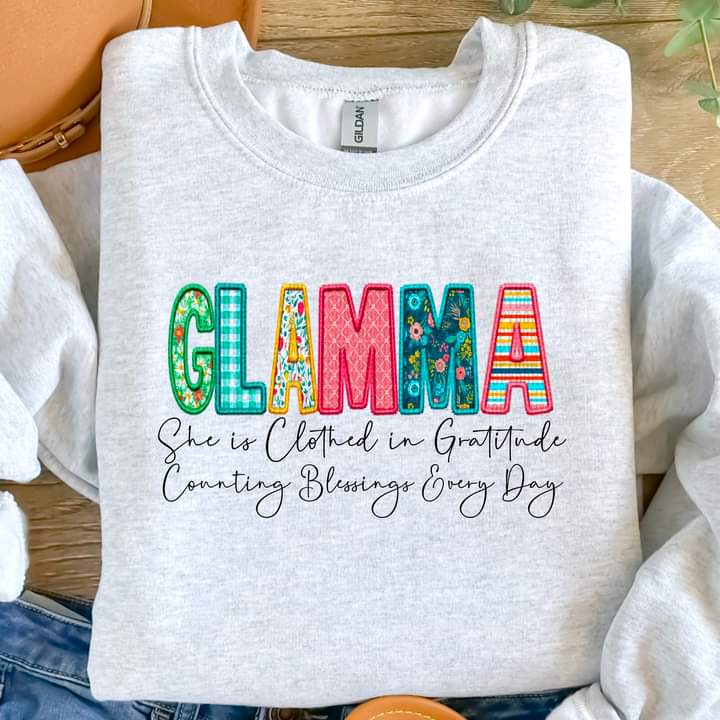 Glamma Clothed in Gratitude Tee or crew-retail