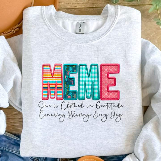 Meme Clothed in Gratitude Tee or crew-retail