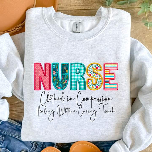 Nurse Clothed in Compassion Tee or crew-retail