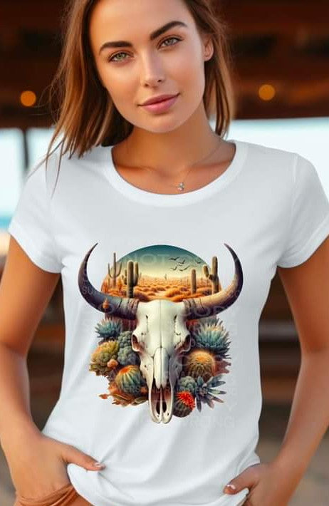 Western Desert Skull T-shirt or Crew Sweatshirt