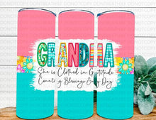 Load image into Gallery viewer, Auntie Grandma Etc Clothes in Gratitude Tumbler
