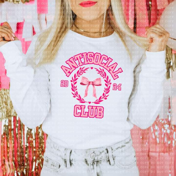 Antisocial University or Club Coquette Tee or Crew