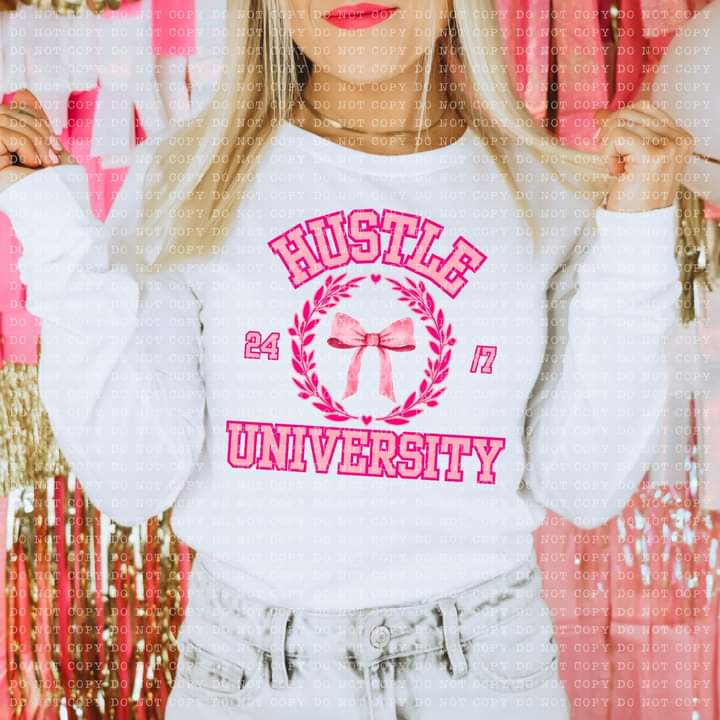 Hustle University or Club Coquette Tee or Crew