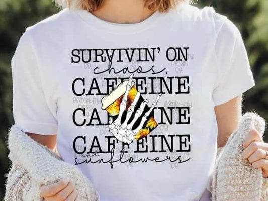 Surviving on Chaos Caffeine & Sunflowers Print