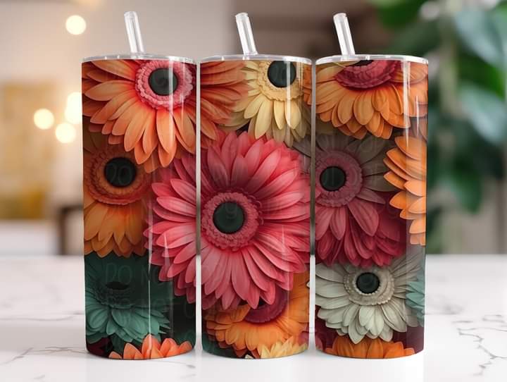 3-D Colorful Daisies Tumbler