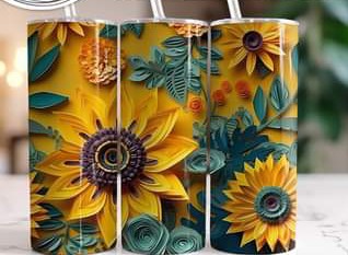 3-D Sunflowers Tumbler