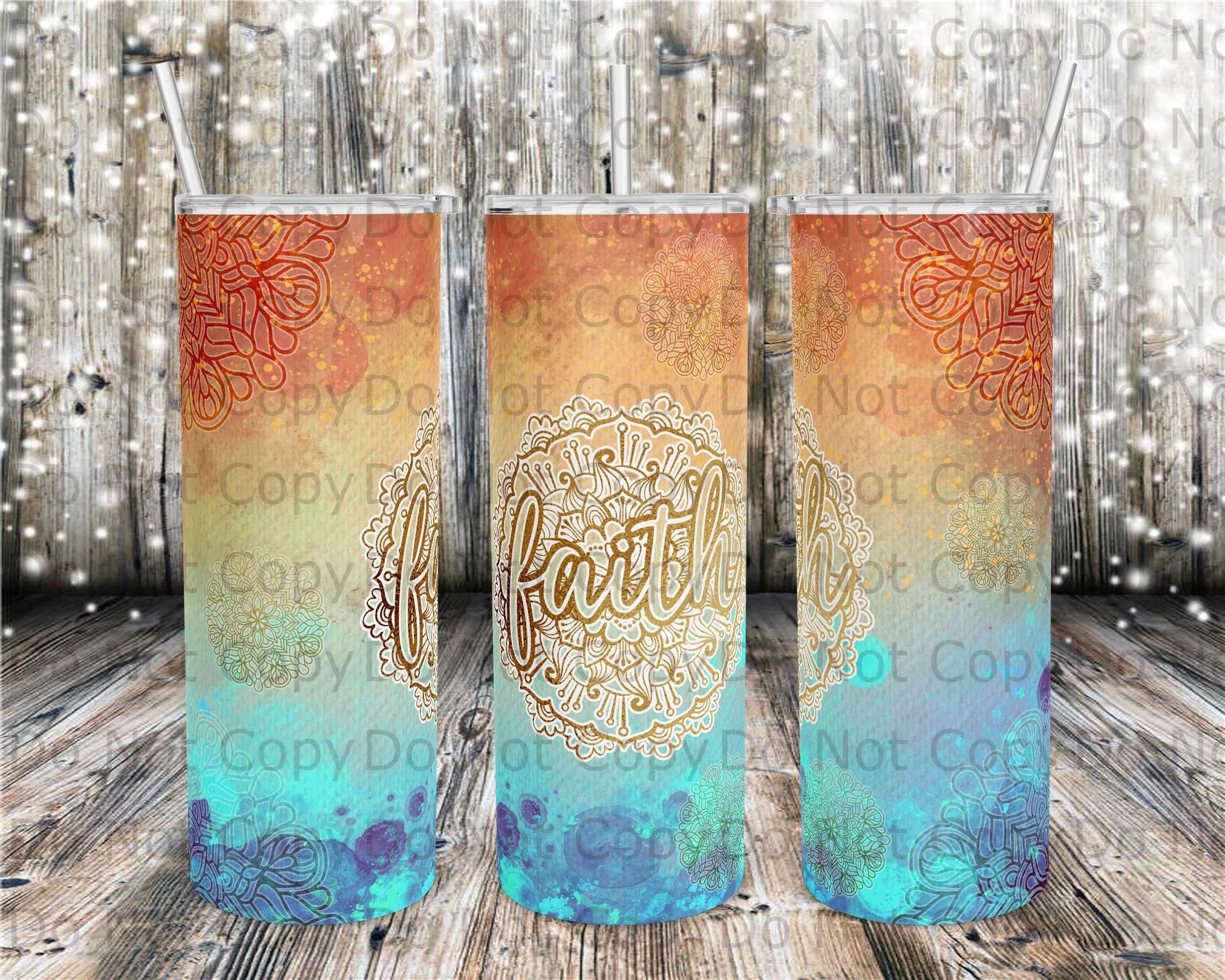 Faith Mandala Tumbler Print