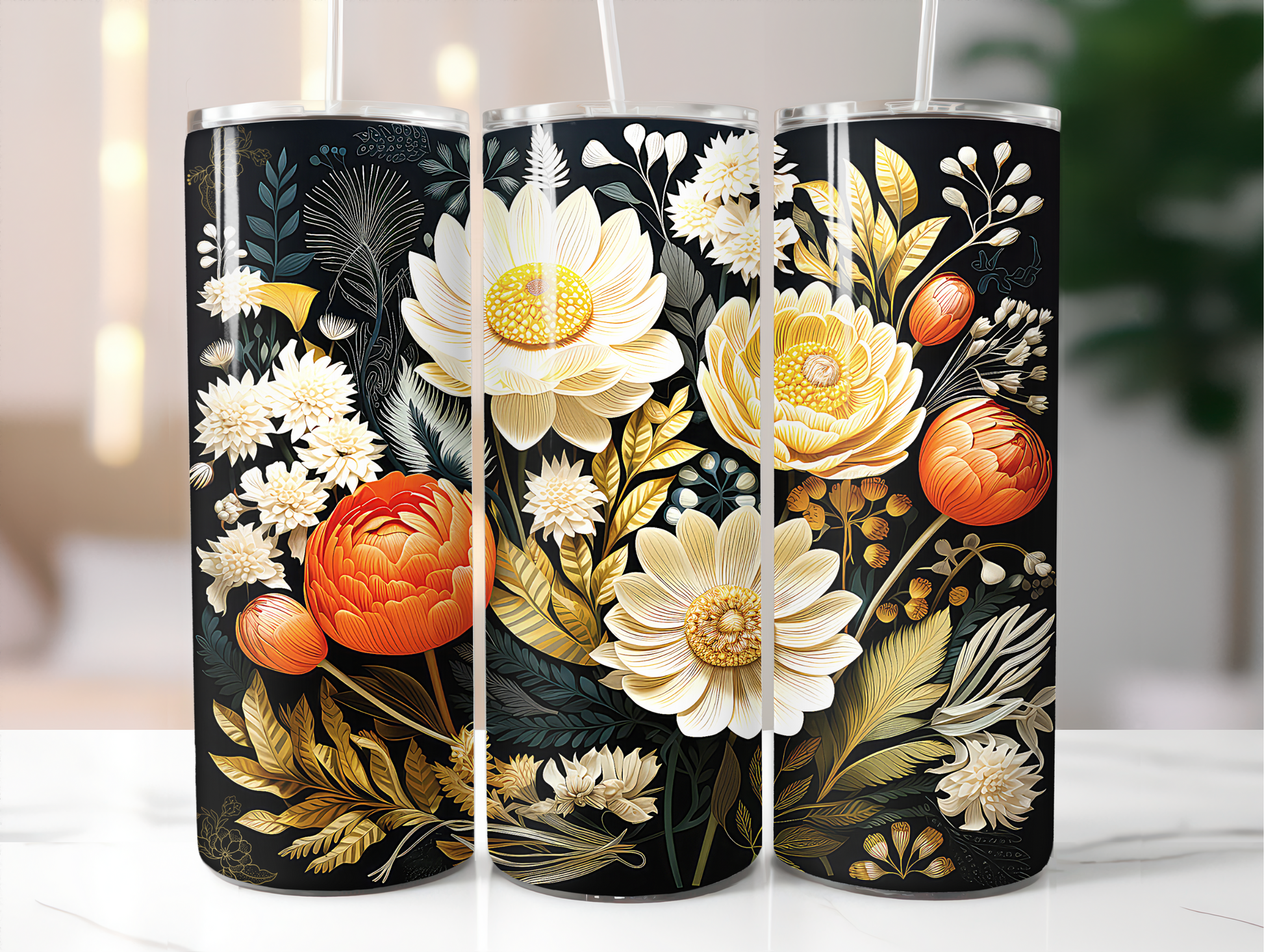 3-D Floral Tumbler Print