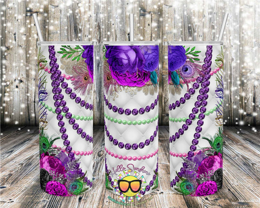 Floral Gem Mardi Gras Tumbler