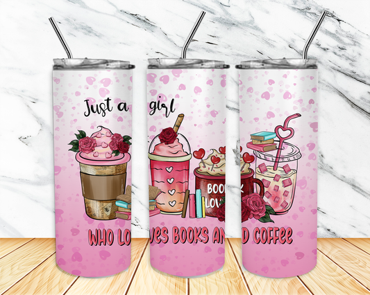 Girl Who Loves Books & Coffee Tumbler