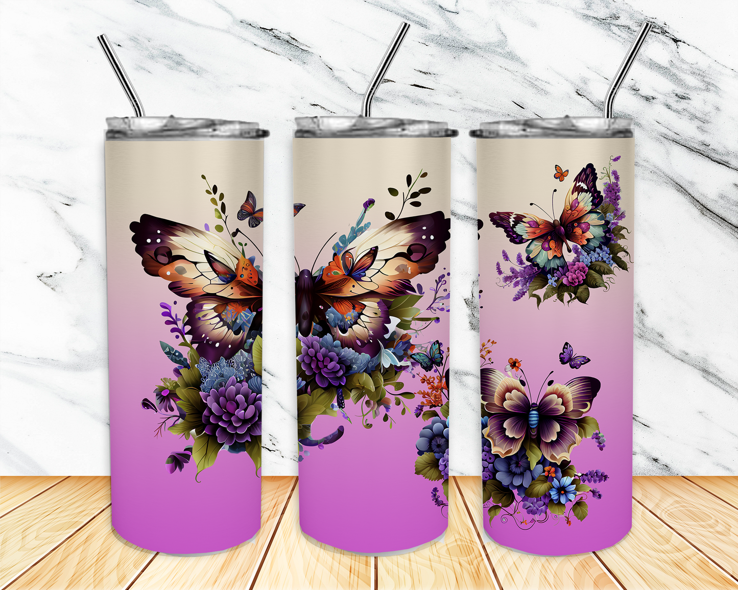 Butterfly Purple Ombre Tumbler