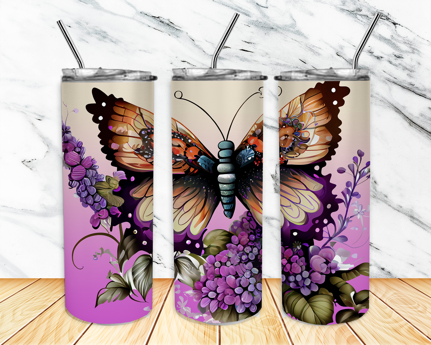 Butterfly Purple Ombre Tumbler
