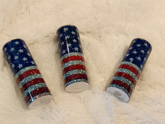 Glitter Flag Tumbler