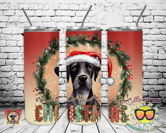 Dog Merry Christmas 2 Tumbler Print