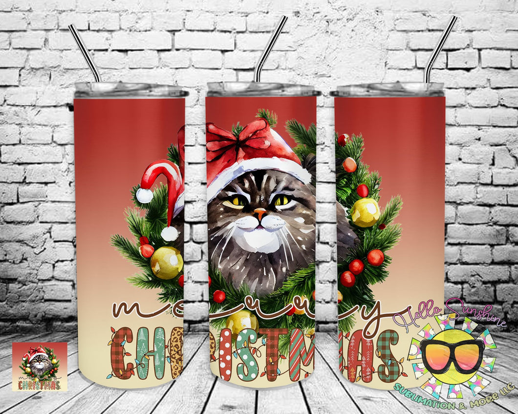 Cat Merry Christmas Tumbler Print