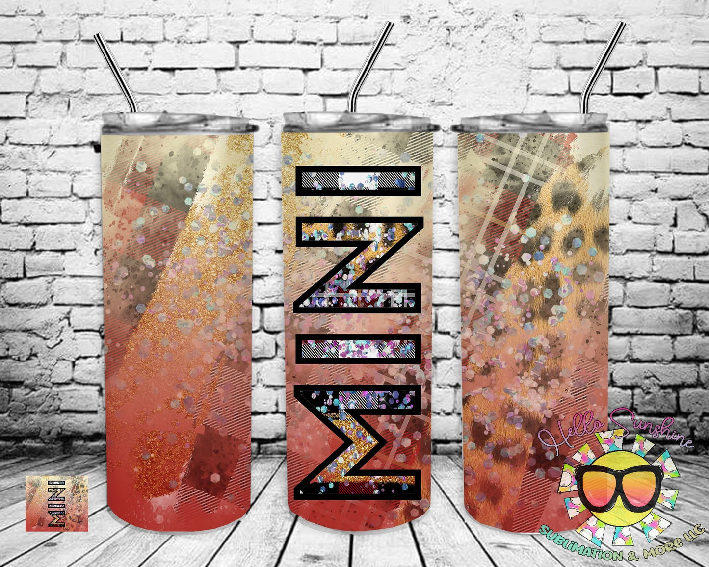 Mini Glitter Plaid Tumbler