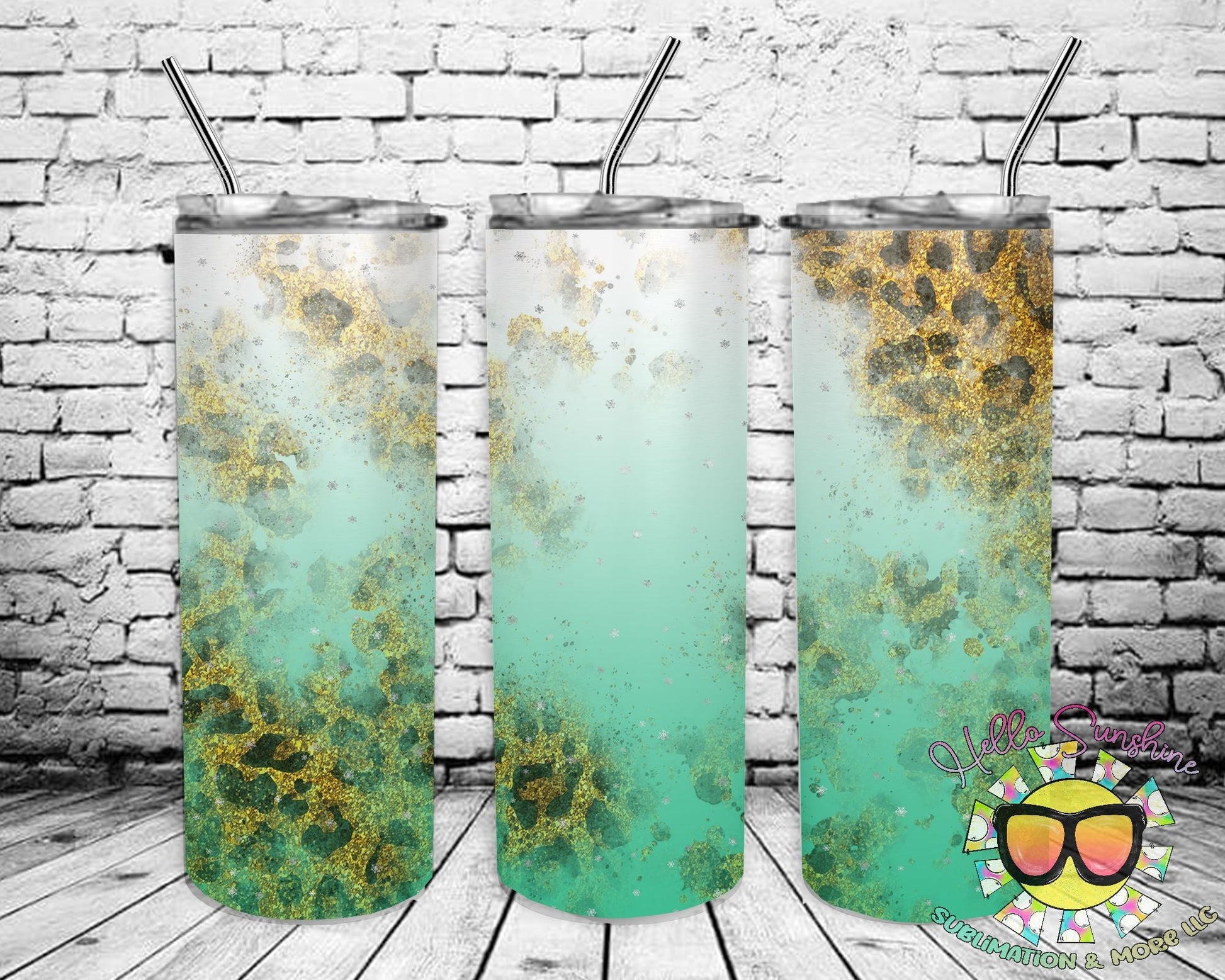 Leopard & Teal Tumbler Print