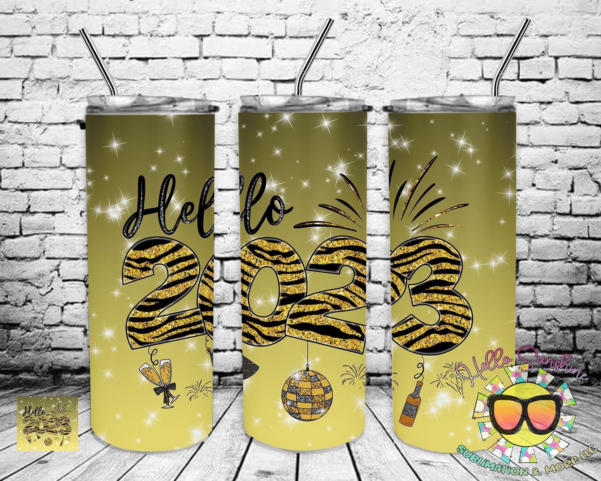 Hello 2023 Zebra Print Tumbler