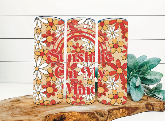 Sunshine on My Mind Retro Flowers Tumbler