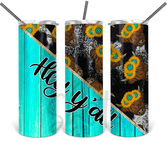Hey Y'All Sunflower Tumbler