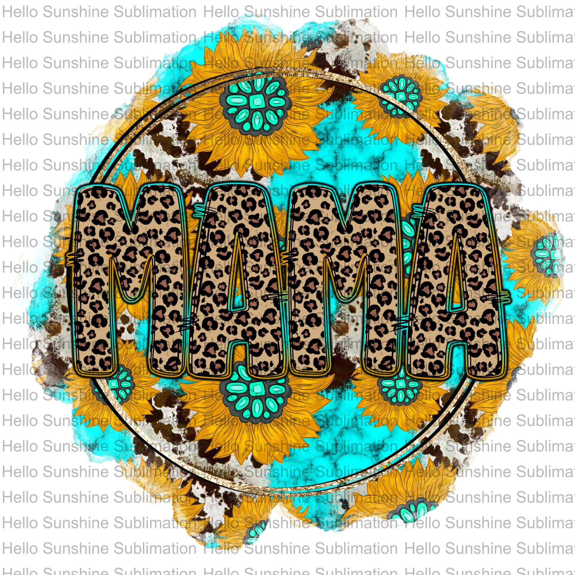 Mama- Leopard Print with Sunflowers