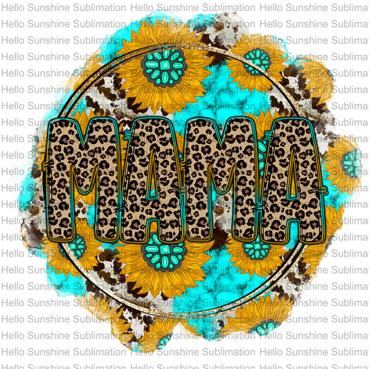 Mama- Leopard Print with Sunflowers