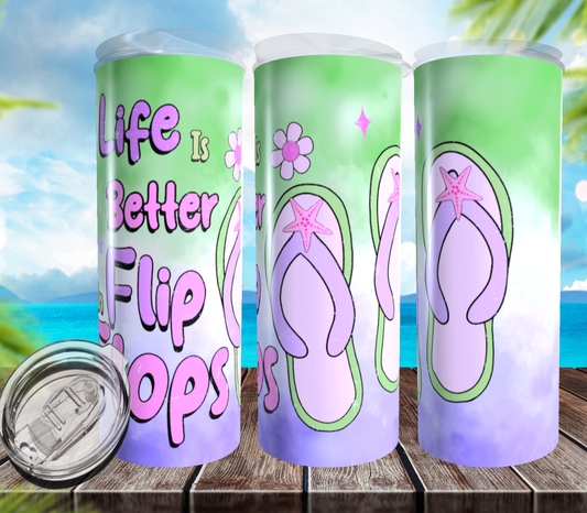 Life is Better in Flip Flops Purple & Green Tumbler