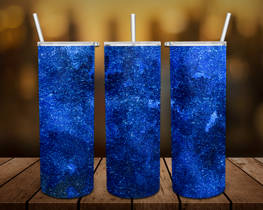 Blue Glitter Watercolor Tumbler