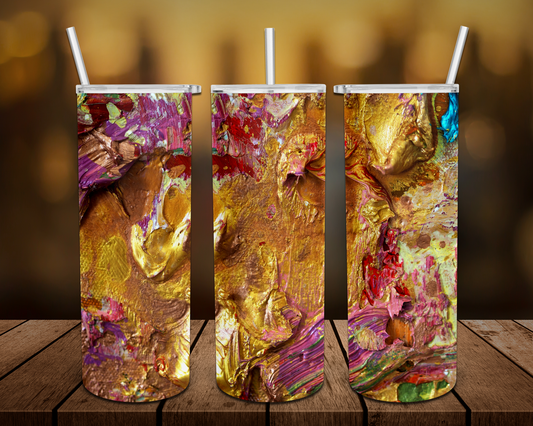 Colorful Oil Painting Gold Tumbler