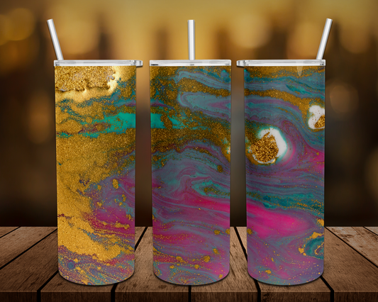 Blue Pink Gold Glitter Tumbler