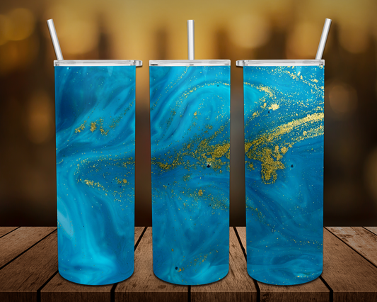 Marble Blue Gold Tumbler